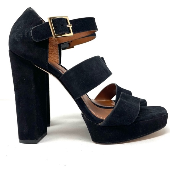 ELIZABETH & JAMES Black Suede Ultra High Heel Sandals - Picture 3 of 6